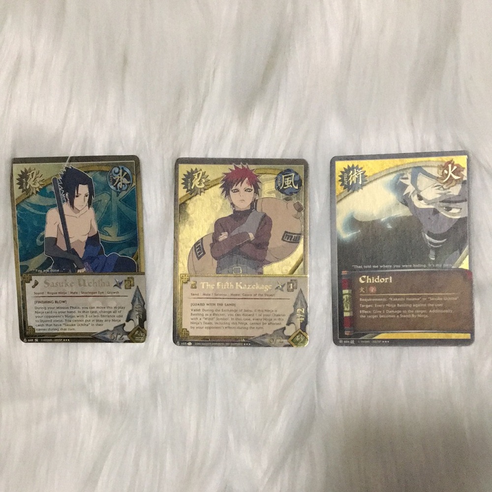 3 gold foil Naruto cards